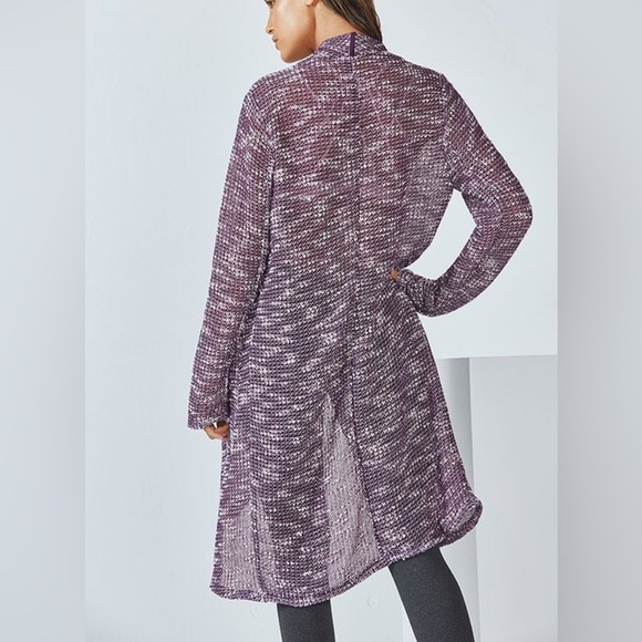 Fabletics Moscow Wrap Open Knit Duster Cardigan Sweater Purple Women's M - Picture 2 of 6
